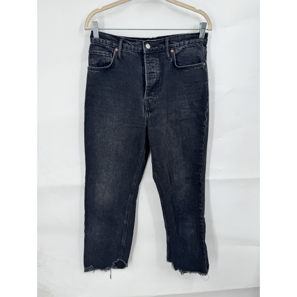 We The Free High Rise Straight Leg Jean Dark Wash Faded Black Denim Women 28